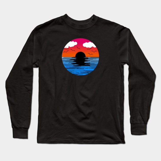 Retro Sunset Long Sleeve T-Shirt by Faishal Wira